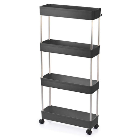 Carrellino Cucina Bagno Slim Salvaspazio 40x13.5 H 85cm Carrello Porta Tutto Nero
