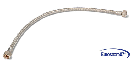 TUBO MACCHINA CAFFÈ FLEX INOX DN8 X2552IU 500mm F/F, 3/8'' dritto max 90°C.