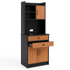 Armadio da Cucina Alto Credenza Multiuso Mobile Salvaspazio Nero e Quercia