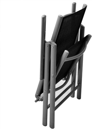 Set 2 Sedie Giardino Pieghevole Campeggio Reclinabile 5 Posizioni Texilene Grigio