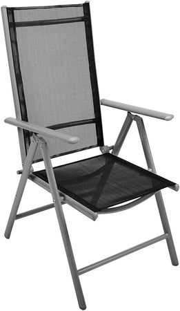 Set 2 Sedie Giardino Pieghevole Campeggio Reclinabile 5 Posizioni Texilene Grigio