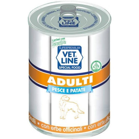 Vet Line mangime umido cani adulti pesce e patate 400 gr