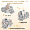 Lettiera per Gatti in Acciaio 35 Litri con Scaletta Anti Sabbiolina e Sportello