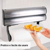 Porta Rotoli da Cucina 3in1 con Taglierino Acciaio da Parete Carta Pellicola Alluminio