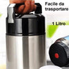 Thermos Porta Pranzo Acciaio Inox 1 Litro con Maniglia Tappo a Vite e Valvola