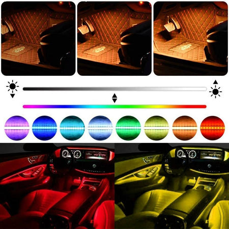 Striscia Per Auto 48 Led Rgb 4 Barre 8 Colori Modalità Musica Con Telecomando
