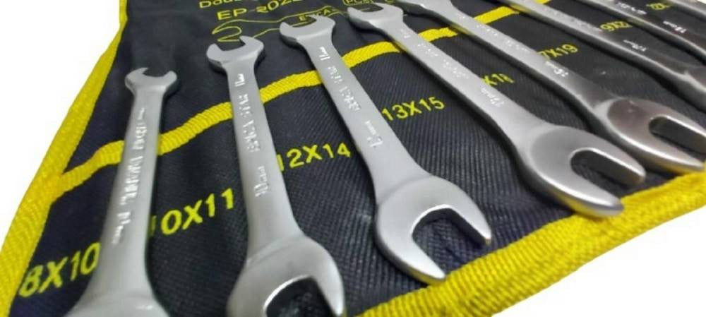 Set Serie Da 8 Pezzi Chiavi Fisse 8-24 Mm A Forchetta Doppie Crome Vanadium