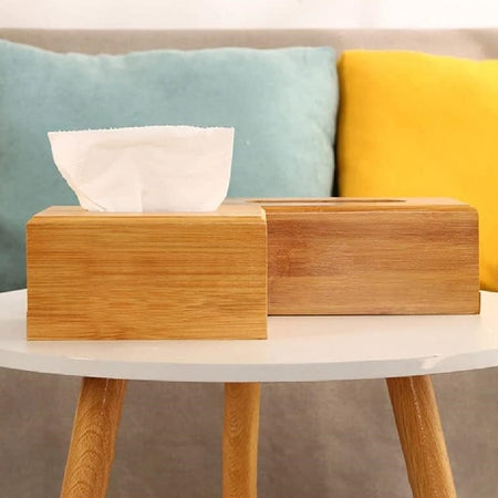 Porta Tovaglioli in Legno di Bambù Design Moderno 13x25H8 cm Naturale da Tavola