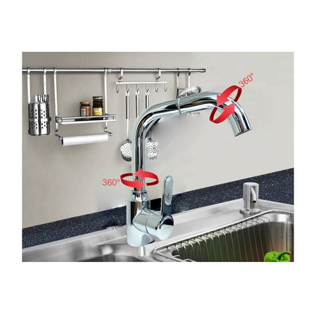 Rubinetto Miscelatore Monocomando Lavello Cucina Canna Alta Rotante Cromato 8702