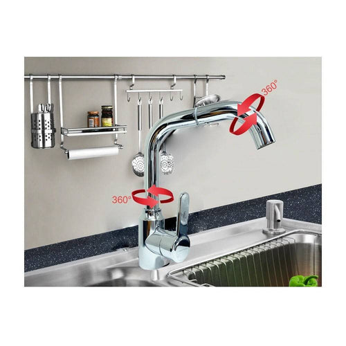 Rubinetto Miscelatore Monocomando Lavello Cucina Canna Alta Rotante Cromato 8702