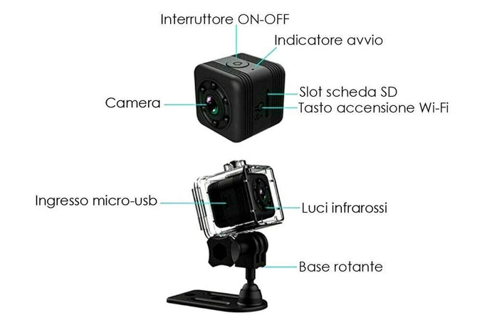 Mini Telecamera Sport Spia Sq29 Wifi Sub Ip Sensore Movimento Waterproof