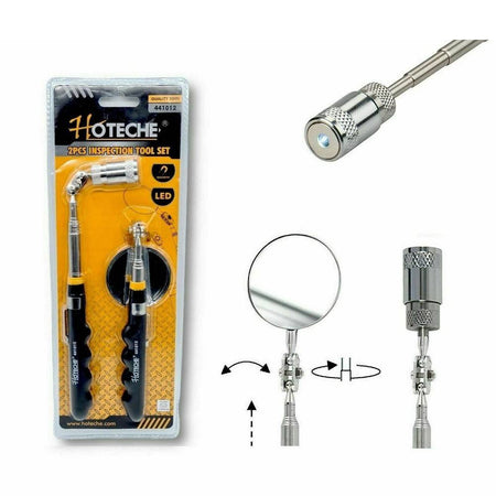 Set 2pz Specchio Allungabile Di Ispezione A Led Specchietto Snodabile Auto Camper