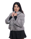 Licia - Giacca Donna Avorio in vera pelliccia di Visone con Cappuccio