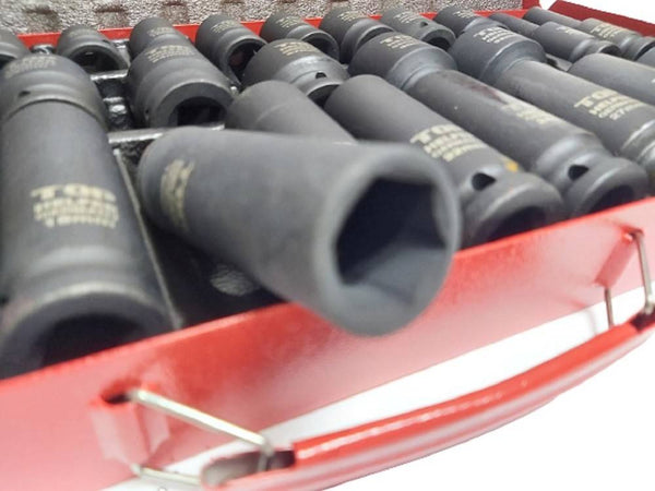 Set 35pz Bussole Boccole Esagonali Per Pistola Avvitatore Pneumatico 1/2" 8-32mm