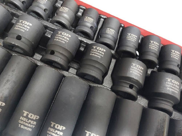 Set 35pz Bussole Boccole Esagonali Per Pistola Avvitatore Pneumatico 1/2" 8-32mm