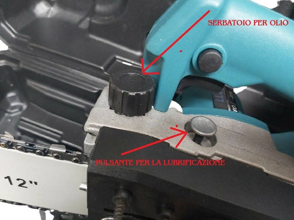 Mini Elettrosega 12" 2 Batterie 21v Con Serbatoio Olio Motosega Elettrica Valigia