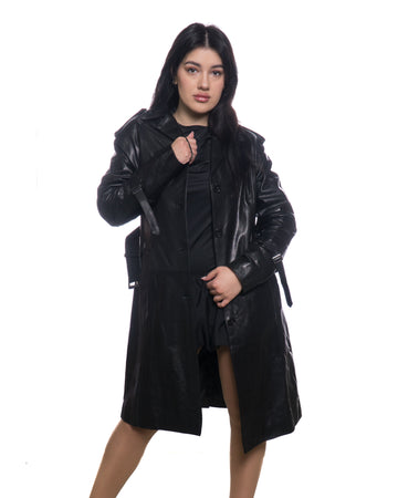 Lara - Cappotto Corto Donna Nero in vera pelle
