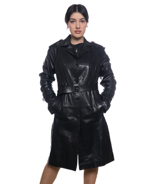 Lara - Cappotto Corto Donna Nero in vera pelle