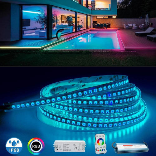 Kit Striscia 600led 75w Rgb Ip68 Esterni Dimmerabile 24v Centralina Alimentatore