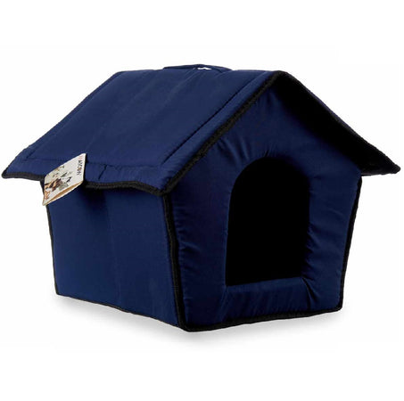 Casetta Pieghevole per Animali Domestici in Tessuto Blu 43x43x36cm Cani e Gatti