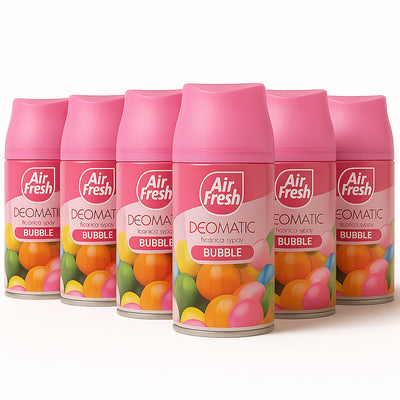AIR FRESH Deomatic Set 6 x 250 ml Ricarica Spray Profumatore per Ambiente Bubble