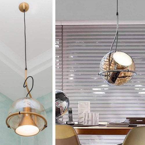Lampadario Sfera Vetro Pendente Globo E27 Lampada Orientabile Sospensione Lp-87