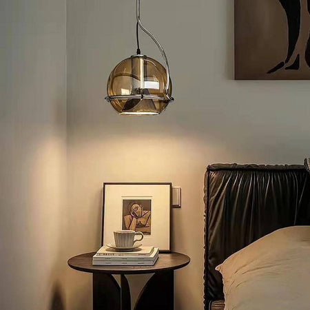 Lampadario Sfera Vetro Pendente Globo E27 Lampada Orientabile Sospensione Lp-87