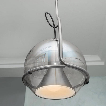 Lampadario Sfera Vetro Pendente Globo E27 Lampada Orientabile Sospensione Lp-87