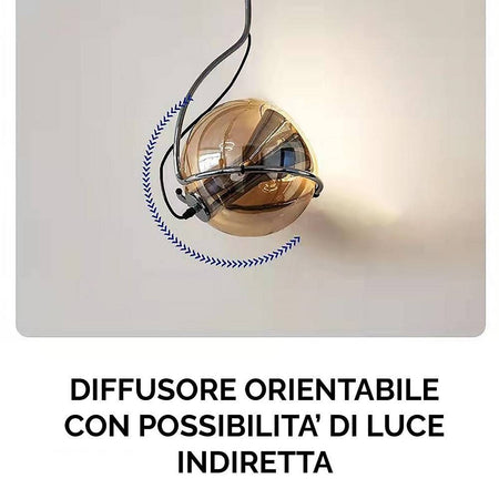 Lampadario Sfera Vetro Pendente Globo E27 Lampada Orientabile Sospensione Lp-87