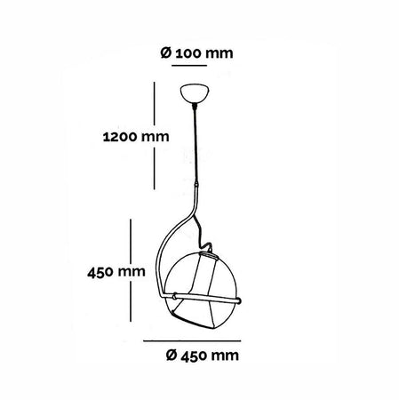 Lampadario Sfera Vetro Pendente Globo E27 Lampada Orientabile Sospensione Lp-87