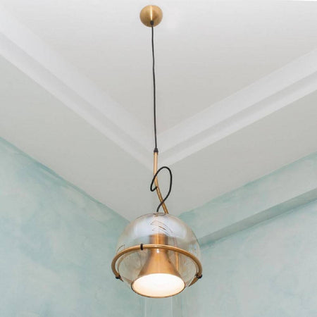 Lampadario Sfera Vetro Pendente Globo E27 Lampada Orientabile Sospensione Lp-87