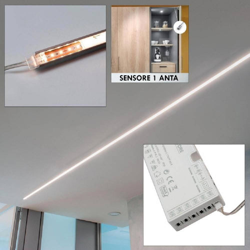 Kit 3 Pz Barra Led 36 W Profilo Alimentatore 12v Luce 4000k Interruttore Sensore
