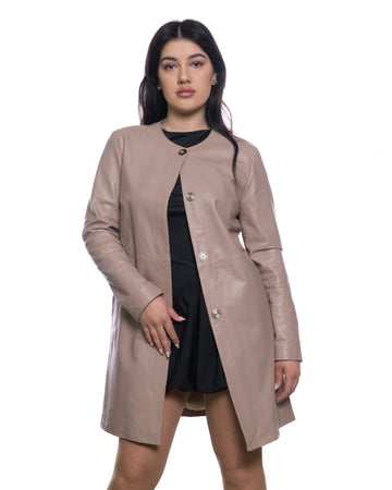 Milly - Cappotto Corto Donna Rosa in vera pelle