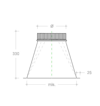 Tramoggia zincata spessore 6 decimi con aletta base 250 x 250 mm a M variabile