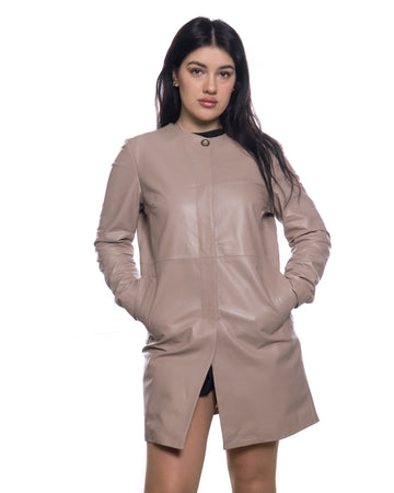 Milly - Cappotto Corto Donna Rosa in vera pelle