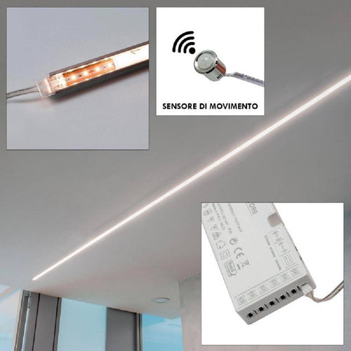 Kit Barra Led 12 W Profilo Alimentatore 24 W 12v Luce 4000k Sensore Di Movimento