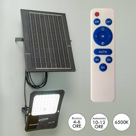 Faro Con Pannello Solare Ip65 E Sensore Crepuscolare Proiettore 50 100 200 300w