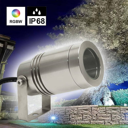 Mini Faretto Led 24v Ip68 Rgb 4000k Staffa Orientabile 8w Dmx Rgbw Luce Giardino