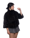 Greta - Giacca Donna Nera in vera pelliccia