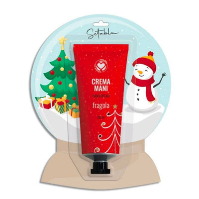 Crema Mani Fragola Seta Blu 100ml Idea Regalo Natale Confezione Palla Di Neve