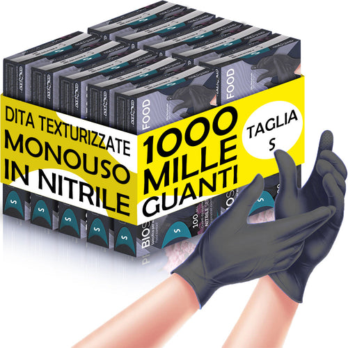 1000 x Guanti in Nitrile Monouso Nero Cobalto Senza Polvere e Lattice Taglia S