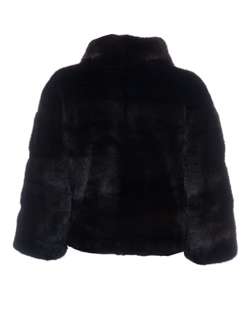 Greta - Giacca Donna Nera in vera pelliccia