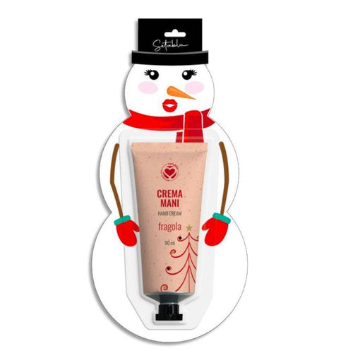 Crema Mani Fragola Seta Blu 100ml Idea Regalo Natale Confezione Pupazzo Di Neve