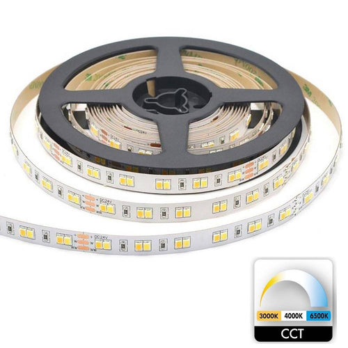 Striscia 980led 55w Cct Da 3000k A 6500k 24v Dimmerabile Strip Adesiva Bobina 5mt