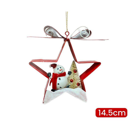 Decorazione Natalizia Albero Di Natale Appendino Pupazzo Di Neve Stella 14.5cm