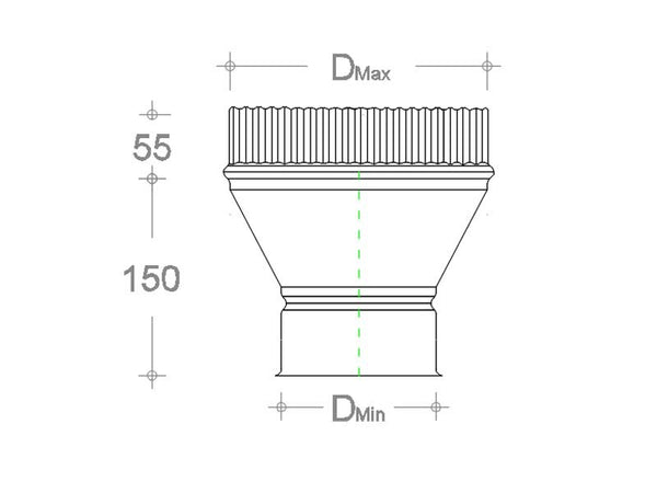 Aumento zincato spessore 6 decimi da F 120mm a M variabile