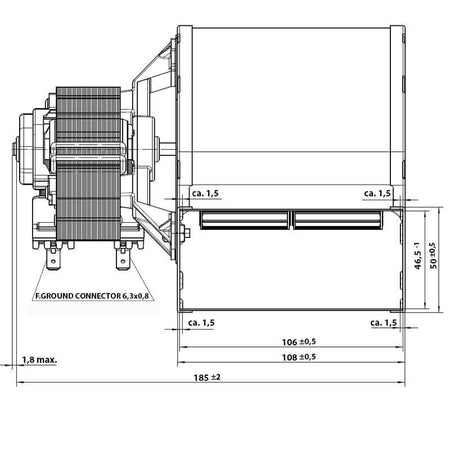 Ventilatore centrifugo RLD76/0086ZA59-3030LH per stufa a pellet.