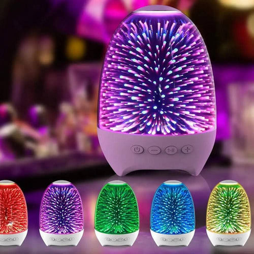 Lampada A Led Luce Notte 3d Cassa Bluetooth Integrata Effetto Fuochi Artificio
