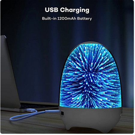 Lampada A Led Luce Notte 3d Cassa Bluetooth Integrata Effetto Fuochi Artificio