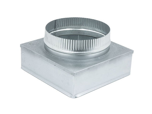 Riduzione zincata spessore 6 decimi da base quadra 200 x 200 mm a tonda M variabile